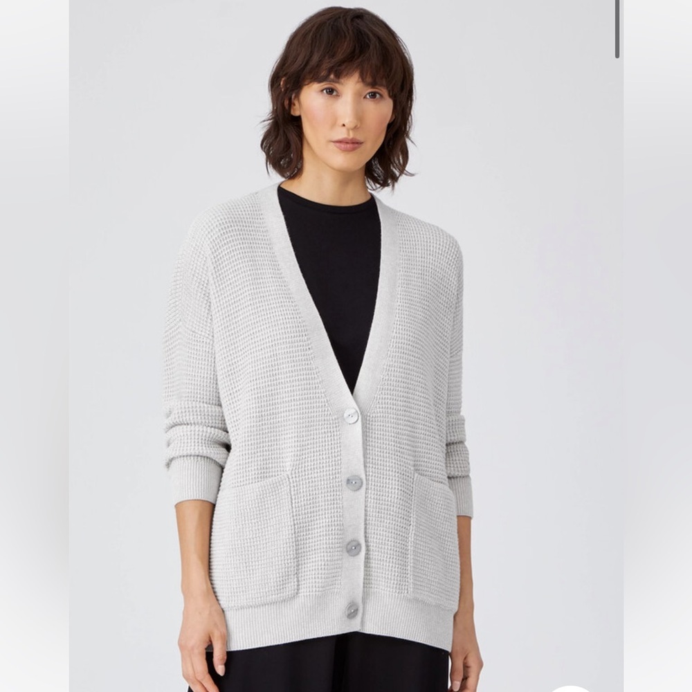 Eileen Fisher Organic Cotton Silk Boyfriend Cardigan